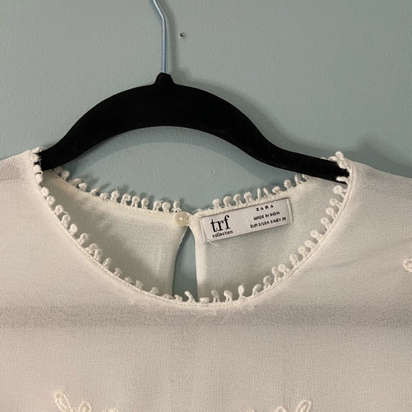 Zara White Peasant Blouse with Embroidery, S - Picture 6 of 10